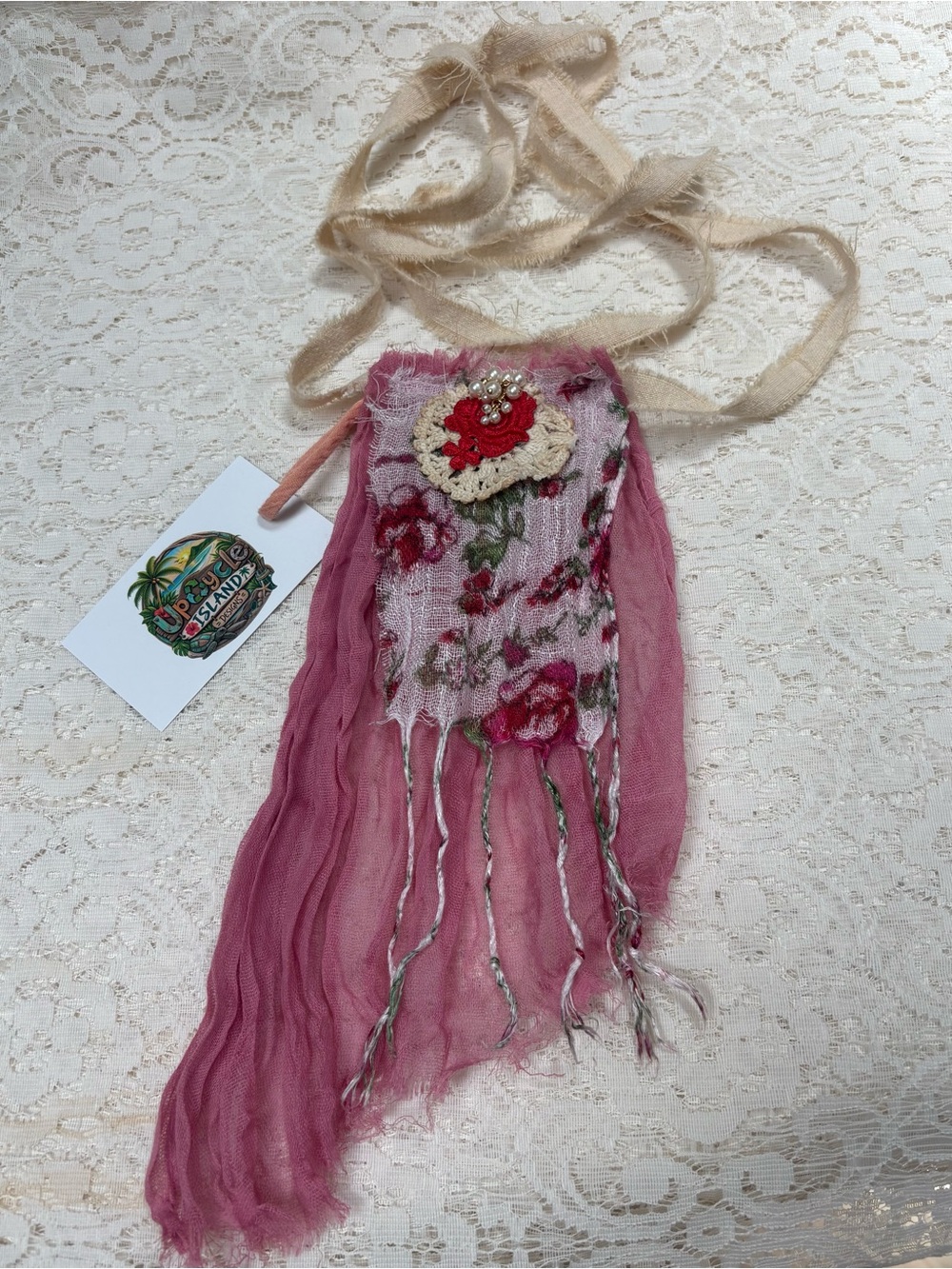 Shabby Chic Jabot Floral Fringe Collar Necklace